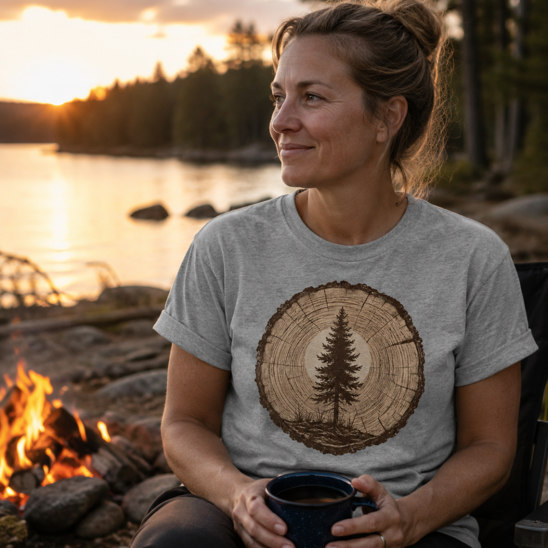 Printify T-Shirt Tree Ring Pine T-Shirt Tree Ring Pine T-Shirt