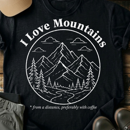 Printify T-Shirt Black / S I Love Mountains T-Shirt I Love Mountains T-Shirt