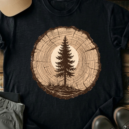 Printify T-Shirt Black / XS Tree Ring Pine T-Shirt Tree Ring Pine T-Shirt