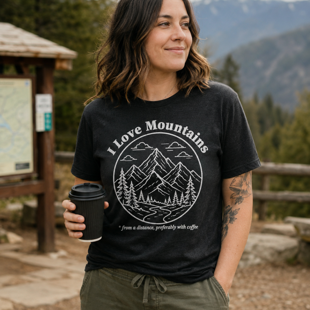 Printify T-Shirt I Love Mountains T-Shirt I Love Mountains T-Shirt