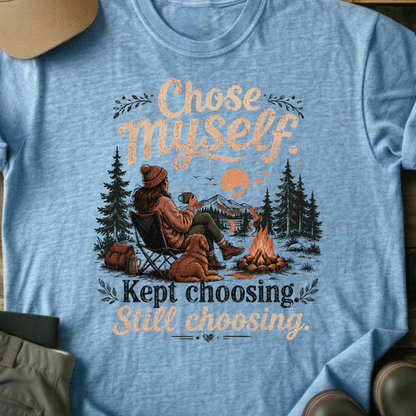 Printify T-Shirt Light Blue / S Chose Myself Campfire T-Shirt Chose Myself Campfire T-Shirt
