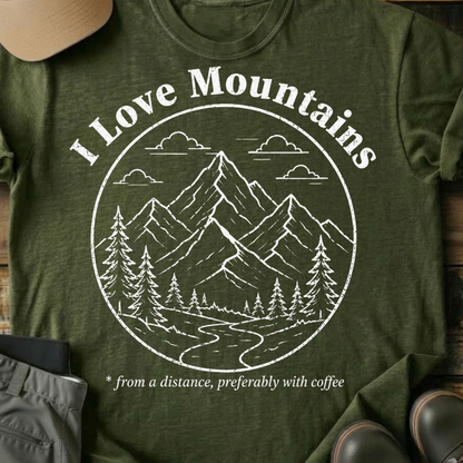 Printify T-Shirt Military Green / S I Love Mountains T-Shirt I Love Mountains T-Shirt
