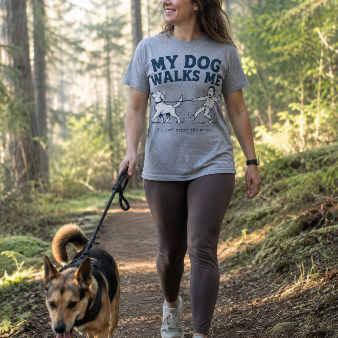 Printify T-Shirt “My Dog Walks Me (I Just Carry the Water)” Funny Pet Tee “My Dog Walks Me (I Just Carry the Water)” Funny Pet Tee