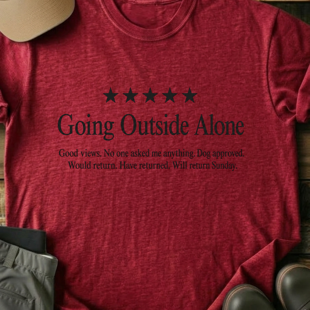 Printify T-Shirt Red / XS Going Outside Alone T-Shirt Going Outside Alone T-Shirt