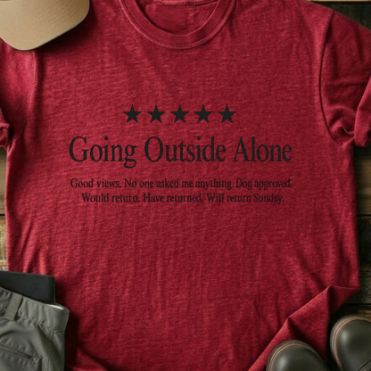 Printify T-Shirt Red / XS Going Outside Alone T-Shirt Going Outside Alone T-Shirt