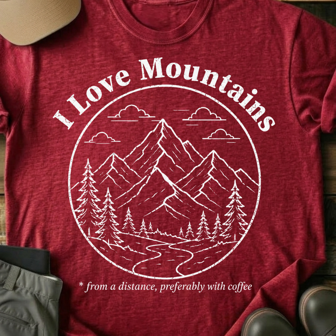 Printify T-Shirt Red / XS I Love Mountains T-Shirt I Love Mountains T-Shirt