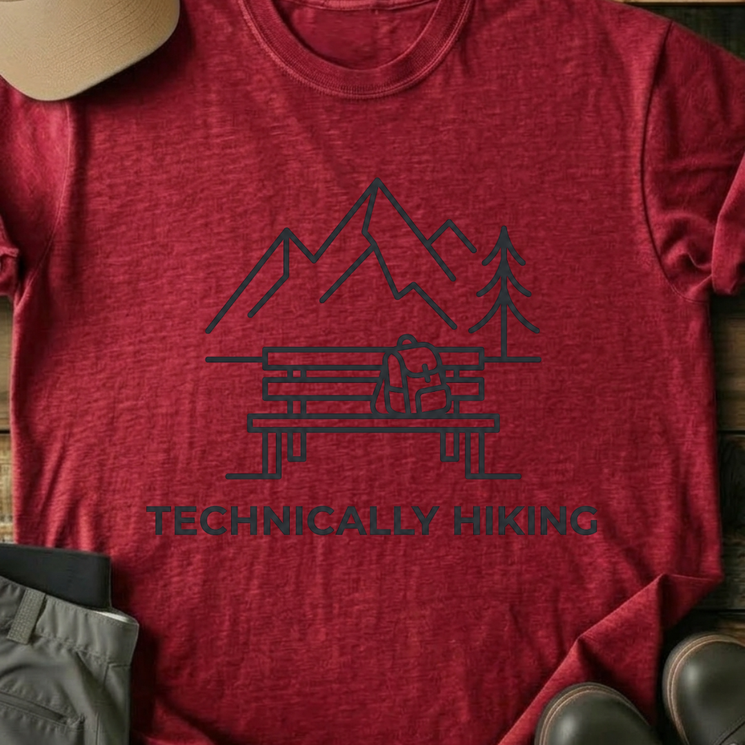 Printify T-Shirt Red / XS Technically Hiking T-Shirt Technically Hiking T-Shirt
