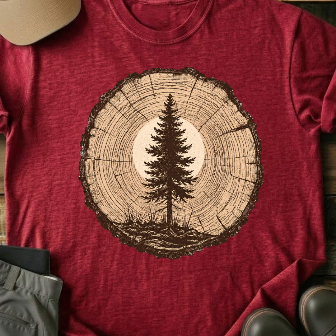 Printify T-Shirt Red / XS Tree Ring Pine T-Shirt Tree Ring Pine T-Shirt
