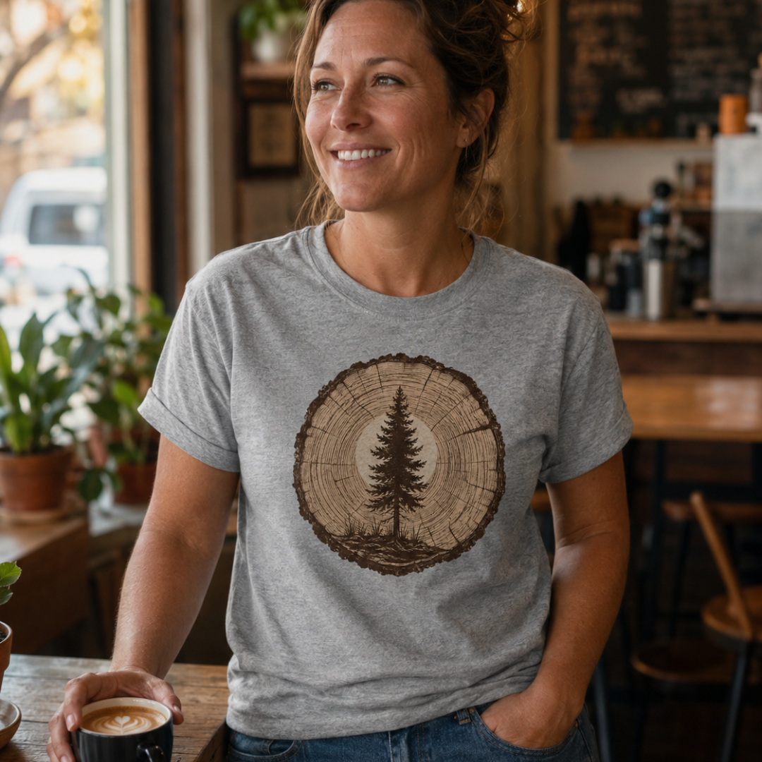 Printify T-Shirt Tree Ring Pine T-Shirt Tree Ring Pine T-Shirt