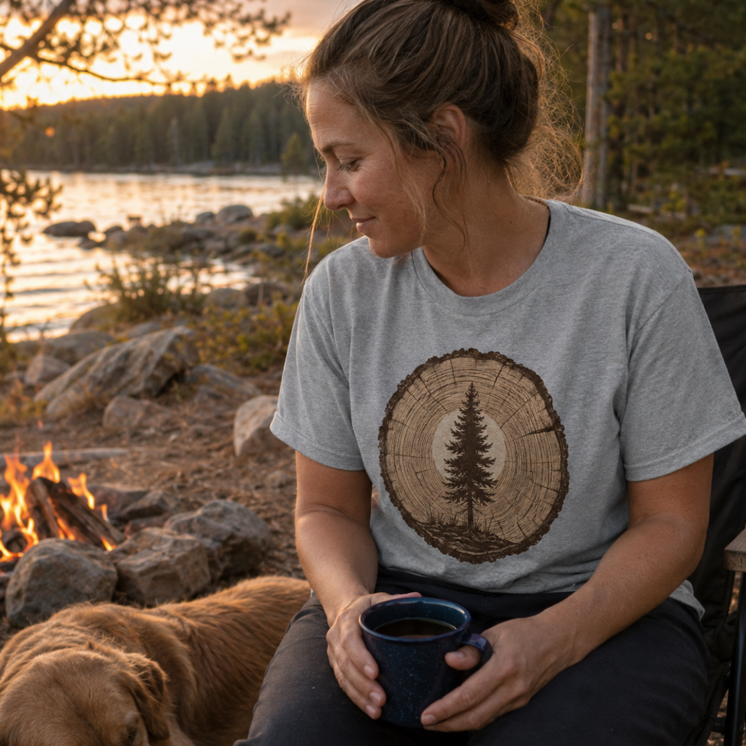 Printify T-Shirt Tree Ring Pine T-Shirt Tree Ring Pine T-Shirt
